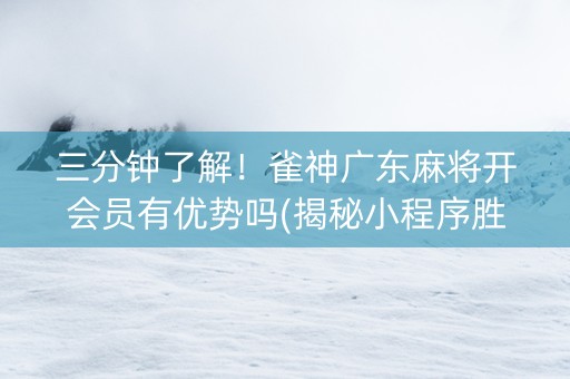 三分钟了解！雀神广东麻将开会员有优势吗(揭秘小程序胜率到哪调)
