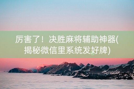 厉害了！决胜麻将辅助神器(揭秘微信里系统发好牌)