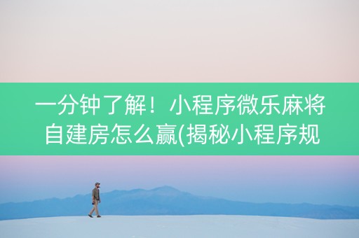 一分钟了解！小程序微乐麻将自建房怎么赢(揭秘小程序规律攻略)