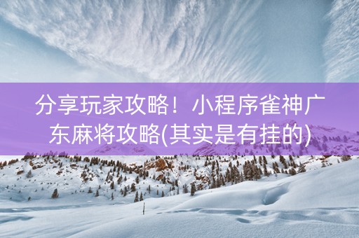 分享玩家攻略！小程序雀神广东麻将攻略(其实是有挂的)