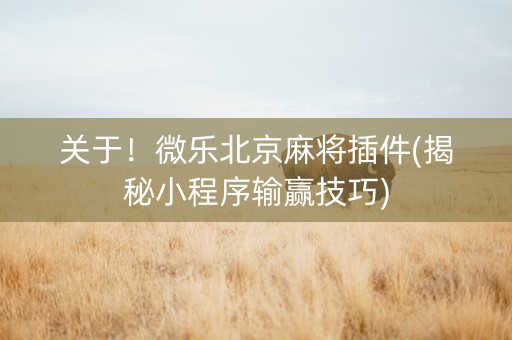 关于！微乐北京麻将插件(揭秘小程序输赢技巧)