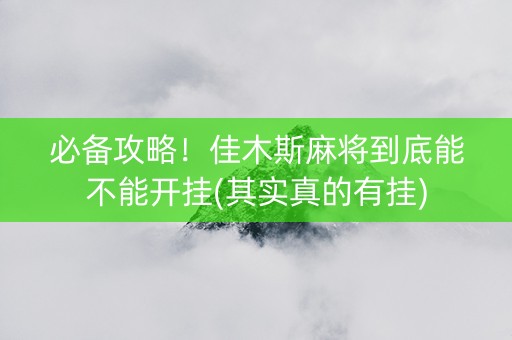 必备攻略！佳木斯麻将到底能不能开挂(其实真的有挂)