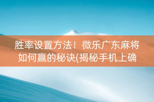胜率设置方法！微乐广东麻将如何赢的秘诀(揭秘手机上确实有猫腻)