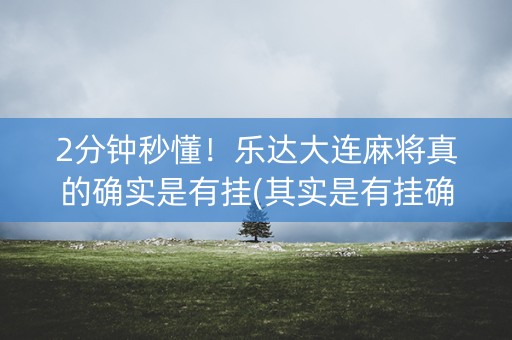 2分钟秒懂！乐达大连麻将真的确实是有挂(其实是有挂确实有挂)