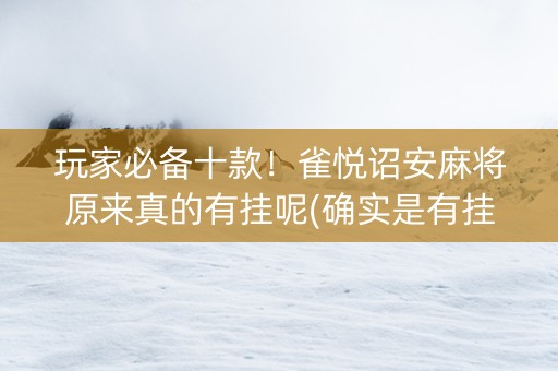 玩家必备十款！雀悦诏安麻将原来真的有挂呢(确实是有挂的)