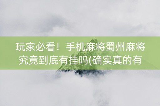 玩家必看！手机麻将蜀州麻将究竟到底有挂吗(确实真的有挂)