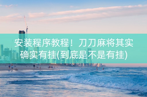 安装程序教程！刀刀麻将其实确实有挂(到底是不是有挂)