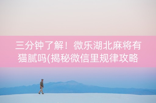 三分钟了解！微乐湖北麻将有猫腻吗(揭秘微信里规律攻略)