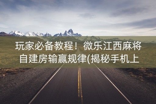 玩家必备教程！微乐江西麻将自建房输赢规律(揭秘手机上插件购买)