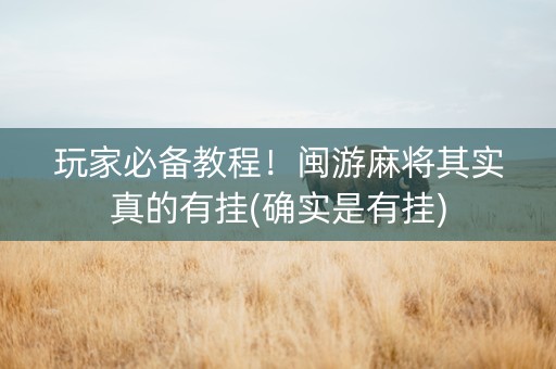 玩家必备教程！闽游麻将其实真的有挂(确实是有挂)