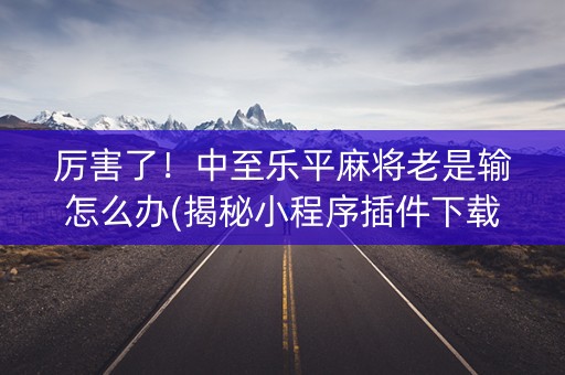 厉害了！中至乐平麻将老是输怎么办(揭秘小程序插件下载)