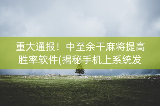 重大通报！中至余干麻将提高胜率软件(揭秘手机上系统发好牌)