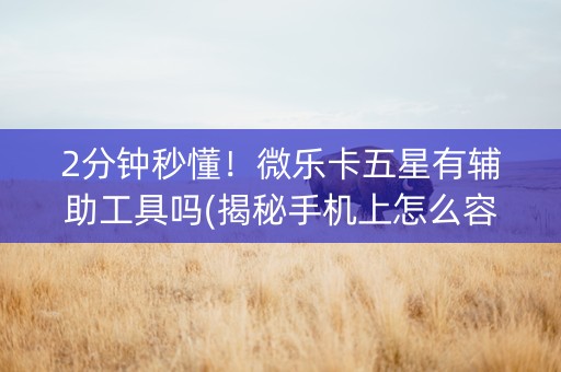 2分钟秒懂！微乐卡五星有辅助工具吗(揭秘手机上怎么容易赢)