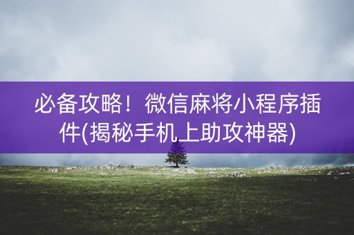 必备攻略！微信麻将小程序插件(揭秘手机上助攻神器)