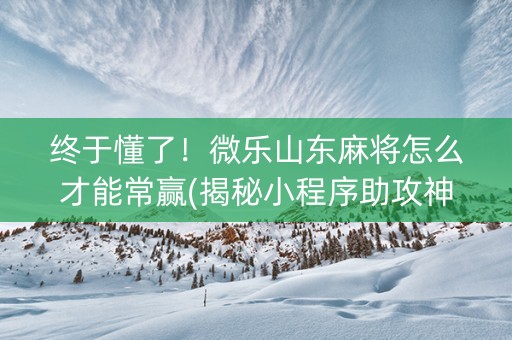 终于懂了！微乐山东麻将怎么才能常赢(揭秘小程序助攻神器)