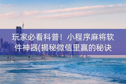 玩家必看科普！小程序麻将软件神器(揭秘微信里赢的秘诀)