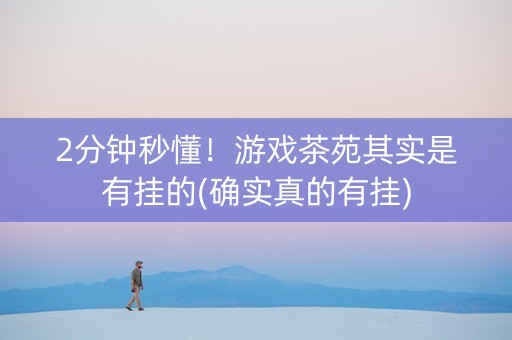 2分钟秒懂！游戏茶苑其实是有挂的(确实真的有挂)