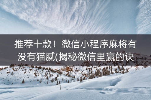 推荐十款！微信小程序麻将有没有猫腻(揭秘微信里赢的诀窍)