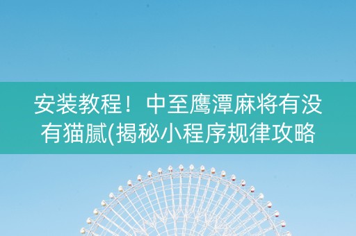 安装教程！中至鹰潭麻将有没有猫腻(揭秘小程序规律攻略)