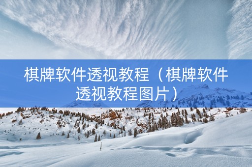 棋牌软件透视教程（棋牌软件透视教程图片）