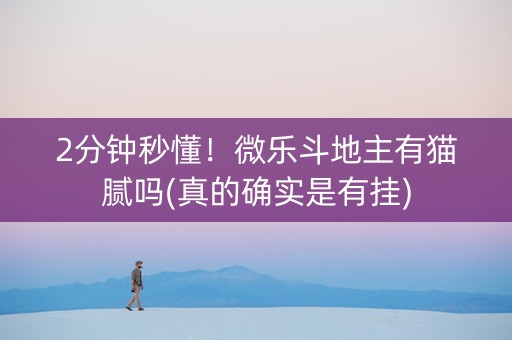 2分钟秒懂！微乐斗地主有猫腻吗(真的确实是有挂)