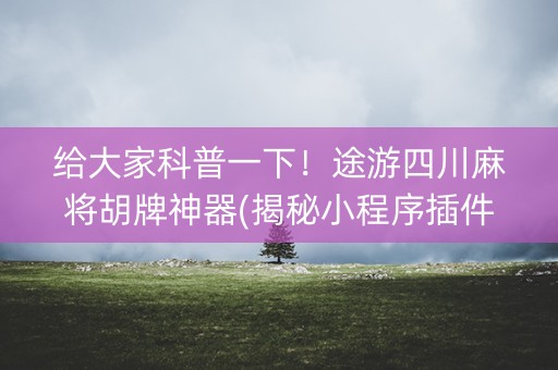 给大家科普一下！途游四川麻将胡牌神器(揭秘小程序插件购买)