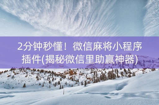 2分钟秒懂！微信麻将小程序插件(揭秘微信里助赢神器)