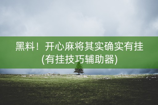 黑料！开心麻将其实确实有挂(有挂技巧辅助器)