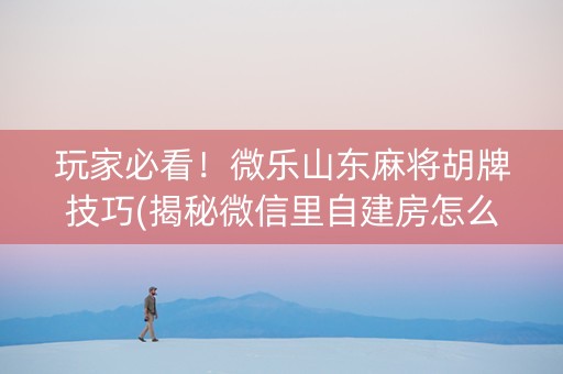 玩家必看！微乐山东麻将胡牌技巧(揭秘微信里自建房怎么赢)