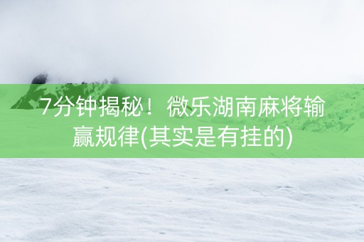 7分钟揭秘！微乐湖南麻将输赢规律(其实是有挂的)
