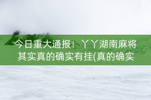 今日重大通报！丫丫湖南麻将其实真的确实有挂(真的确实是有挂)