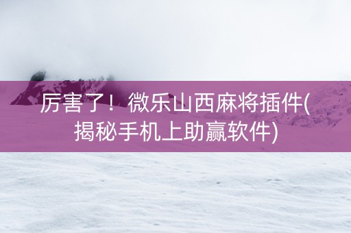 厉害了！微乐山西麻将插件(揭秘手机上助赢软件)