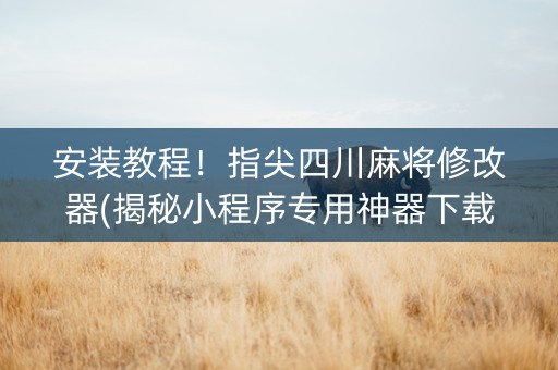 安装教程！指尖四川麻将修改器(揭秘小程序专用神器下载)