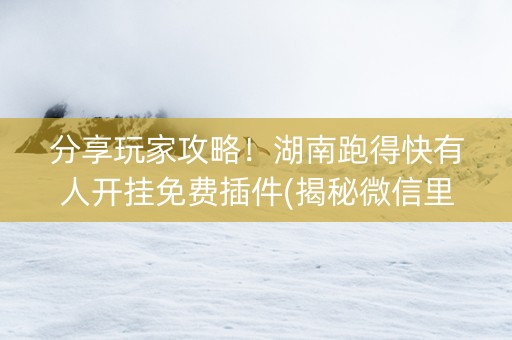 分享玩家攻略！湖南跑得快有人开挂免费插件(揭秘微信里最新神器下载)