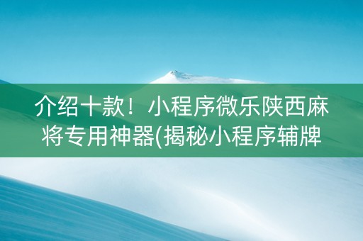 介绍十款！小程序微乐陕西麻将专用神器(揭秘小程序辅牌器)