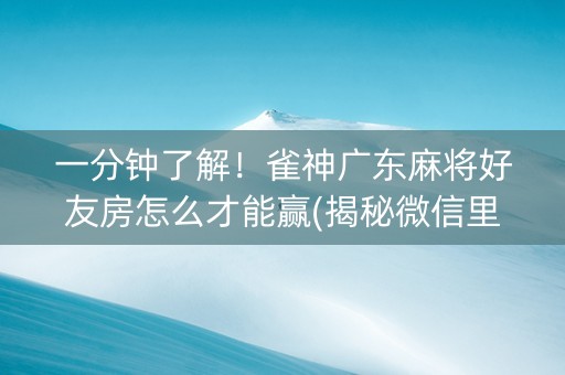 一分钟了解！雀神广东麻将好友房怎么才能赢(揭秘微信里如何让牌变好)