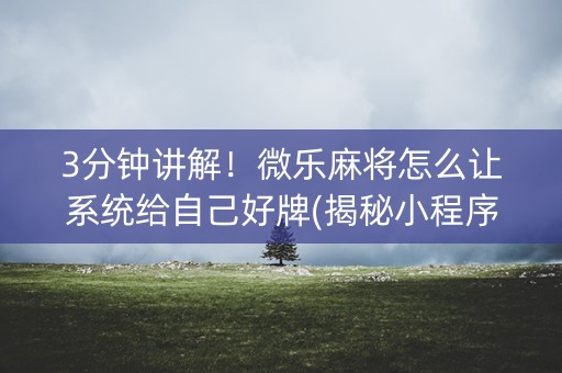 3分钟讲解！微乐麻将怎么让系统给自己好牌(揭秘小程序提高胜率)