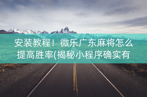 安装教程！微乐广东麻将怎么提高胜率(揭秘小程序确实有猫腻)
