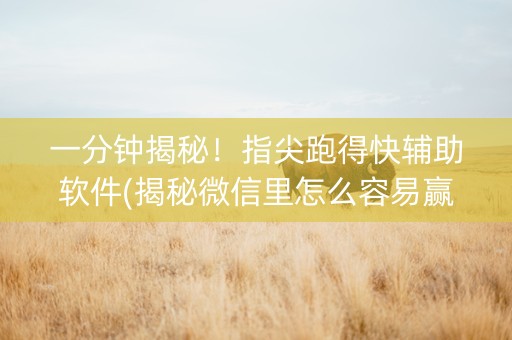 一分钟揭秘！指尖跑得快辅助软件(揭秘微信里怎么容易赢)