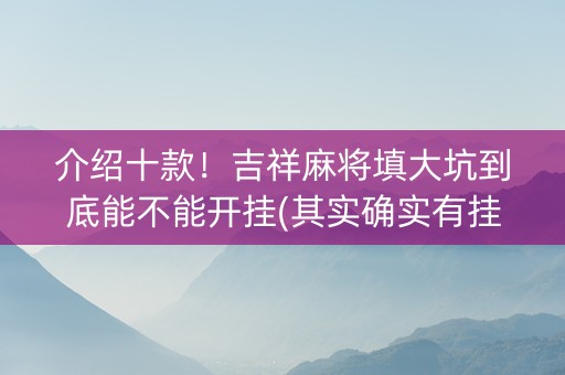 介绍十款！吉祥麻将填大坑到底能不能开挂(其实确实有挂)
