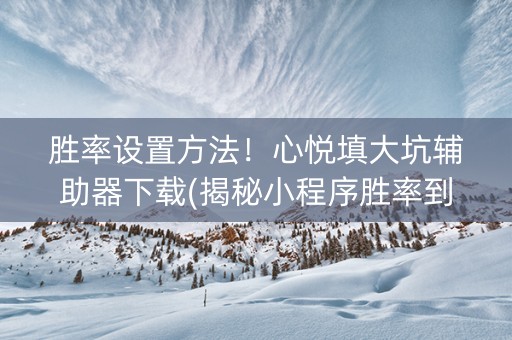 胜率设置方法！心悦填大坑辅助器下载(揭秘小程序胜率到哪调)
