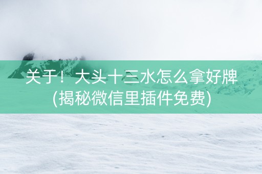 关于！大头十三水怎么拿好牌(揭秘微信里插件免费)