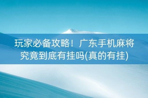 玩家必备攻略！广东手机麻将究竟到底有挂吗(真的有挂)