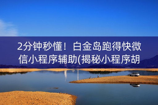 2分钟秒懂！白金岛跑得快微信小程序辅助(揭秘小程序胡牌神器)