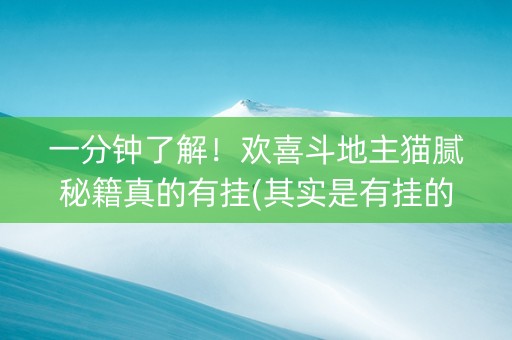 一分钟了解！欢喜斗地主猫腻秘籍真的有挂(其实是有挂的)