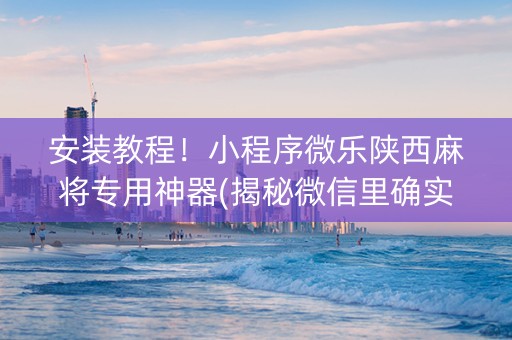 安装教程！小程序微乐陕西麻将专用神器(揭秘微信里确实有猫腻)