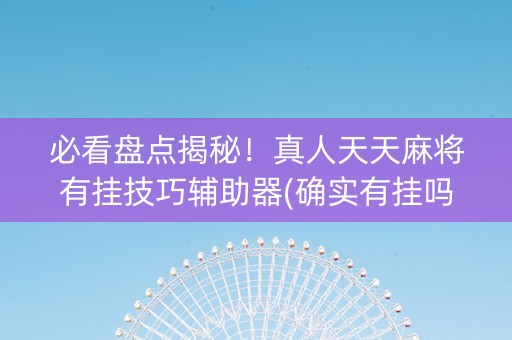 必看盘点揭秘！真人天天麻将有挂技巧辅助器(确实有挂吗)