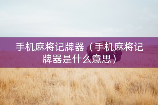 手机麻将记牌器（手机麻将记牌器是什么意思）