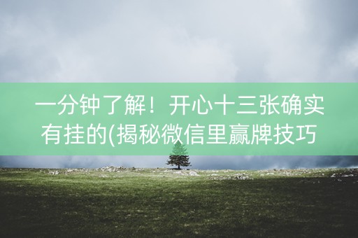 一分钟了解！开心十三张确实有挂的(揭秘微信里赢牌技巧)