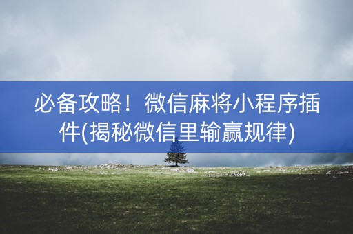 必备攻略！微信麻将小程序插件(揭秘微信里输赢规律)